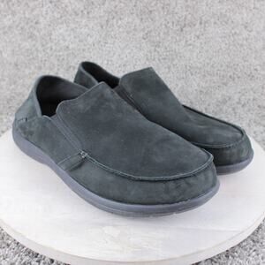 Crocs Santa Cruz Triple Black Canvas Slip On Loafers Mens 12